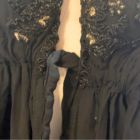 Torrid Boho Black and Gold Tie Up Blouse - Picture 3 of 6